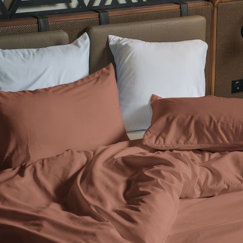 PARURE HOUSSE DE COUETTE COTONELLE TERRACOTTA