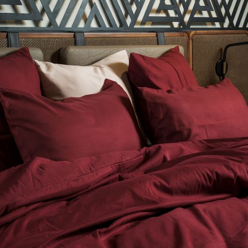 PARURE HOUSSE DE COUETTE COTONELLE GRENAT