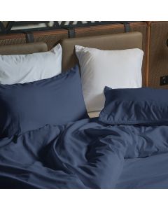 PARURE HOUSSE DE COUETTE  COTONELLE NAVY BLUE