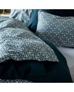 PARURE HOUSSE DE COUETTE  COTON CARDÉ IMPRIMEE ETHNIQUE CANARD